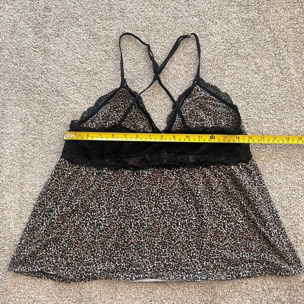 Vintage Victoria Secret Lingerie Cheetah Leopard Lace Babydoll Cami Top S/M - Picture 8 of 9